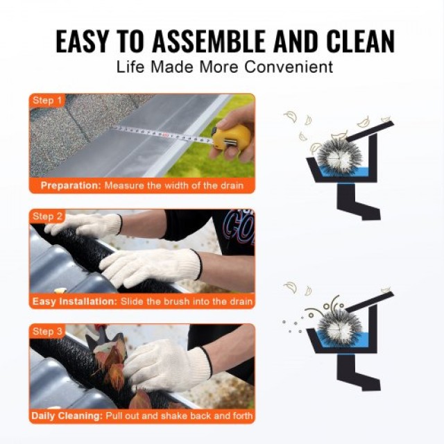 Βούρτσα Καθαρισμού Υδρορροών VEVOR, 60ft, 4.33in, 20τμχ  TGMS433INC...