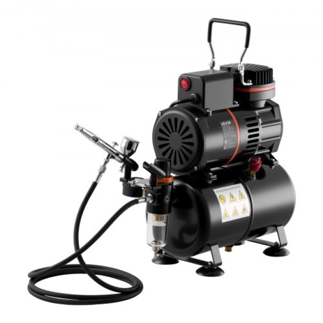 VEVOR Σετ Αερογράφου με Αεροσυμπιεστή 1/6 HP και Δεξαμενή JCBTZ2G1O...