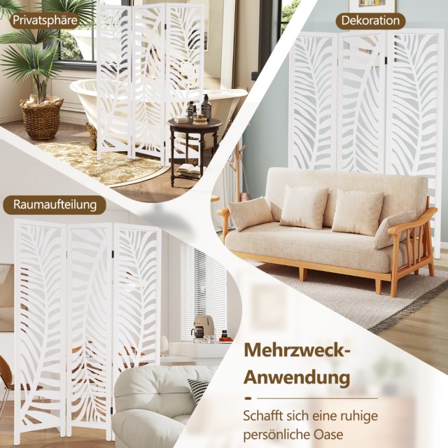 Costway 3-Πάνελ Διαχωριστικό με Φυσικό Ξύλινο Πλαίσιο Paulownia 121...