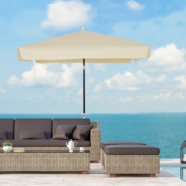 Outsunny 200x200cm ομπρέλα εξωτερικού χώρου, Βεράντα, Κήπος με Τετράγωνο κουβούκλιο, Ρυθμιζόμενο και φορητό, Κρεμ Λευκό 84D-093CW