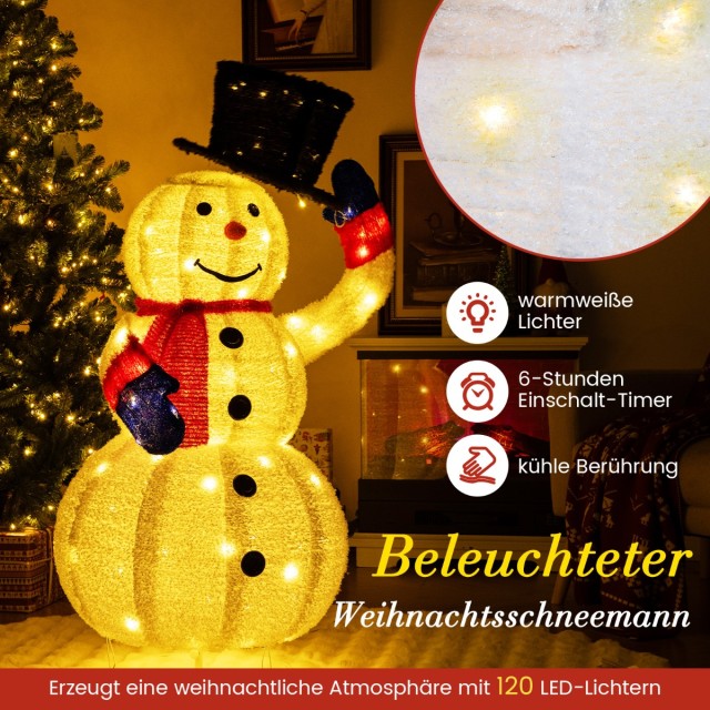 Costway  Φωτιζόμενος LED Χιονάνθρωπος 130cm με Μαύρο Καπέλο Χριστου... Costway  Φωτιζόμενος LED Χιονάνθρωπος 130cm με Μαύρο Καπέλο Χριστου...