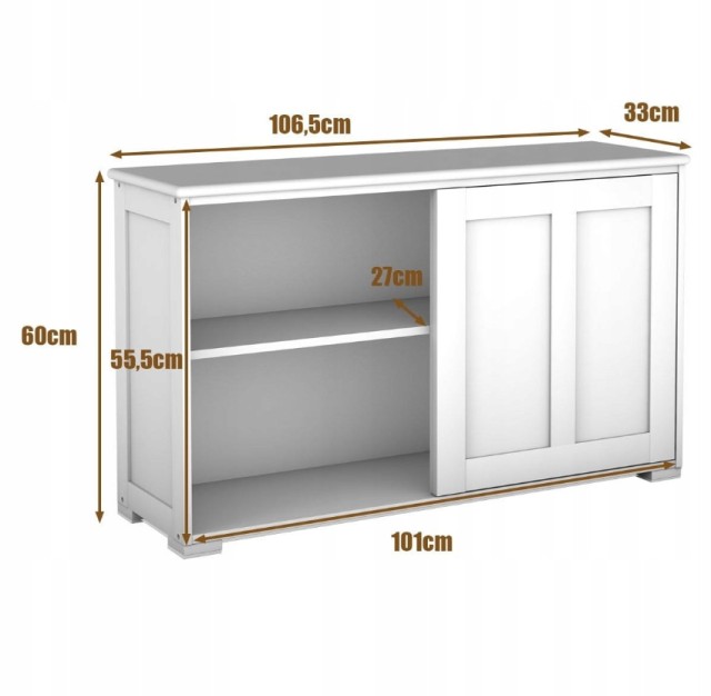 Πλαϊνή Ντουλάπα Κουζίνας με Συρόμενες Πόρτες Λευκό/Μπεζ 106,5 x 33 ...