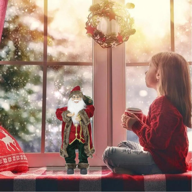 BAKAJI Διακοσμητικό Άγαλμα Άγιου Βασίλη 80cm Μπορντό Υφασμάτινο Χρι...