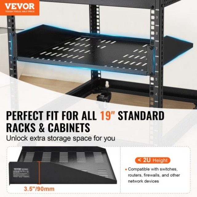 Ράφι Σερβερ VEVOR 2U 16/406mm Διάτρητο για Rack  FWQJJGB2U16Y33AWQV0