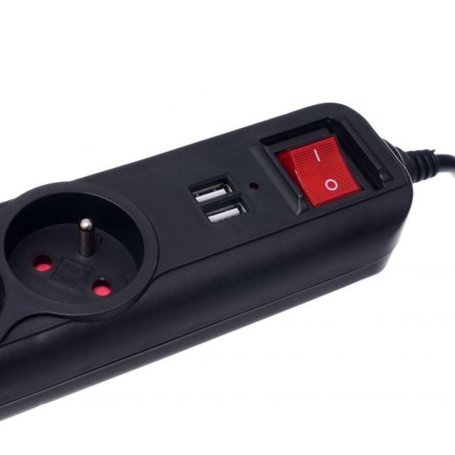 Πολύπριζο με 3 Υποδοχές & 2 Θύρες USB – 3m με Διακόπτη KD-4032 Kraf...