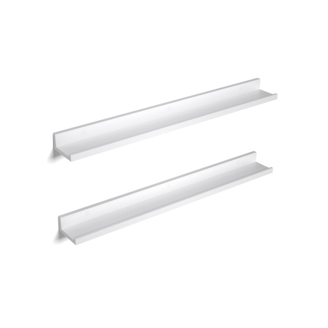 SONGMICS Σετ 2 Επιτοίχιων Ραφιών  80 x 10 cm Λευκό LWS080W01