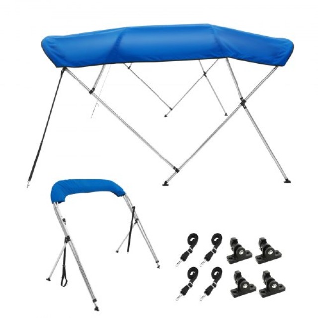 Κάλυμμα Σκάφους VEVOR 4 Bow Bimini Top, 900D Πολυεστέρας, 1 Σκελετός Αλουμινίου, Αδιάβροχο, 8L x 54H x 91-96W, Μπλε του Ειρηνικού  4GCYZYP8L919WCX6CV0