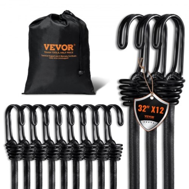 VEVOR  12 Τεμ. Ελαστικοί Ιμάντες με Γάντζους 32 Βαρέως Τύπου 8 mm Μαύροι DLKZDYXDGDGGKC54EV0