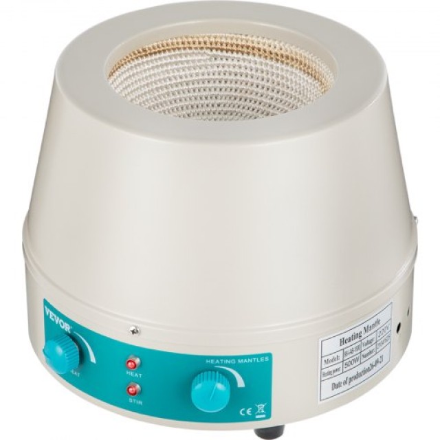 VEVOR 1000ml Μαγνητικός Αναδευτήρας Θερμαντικός Μανδύας 350W Ψηφιακή Οθόνη για Στρογγυλό Φλασκί  1000MLCLJBJDRT001V2