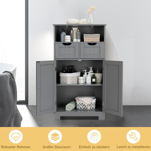 Ντουλάπι Δαπέδου με 2 Συρτάρια & Ράφια  60 x 30 x 109 cm Γκρι JV12221GR Costway