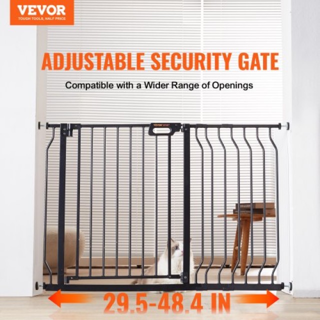Πύλη Ασφαλείας VEVOR για Μωρά & Κατοικίδια, 75-123cm, Μαύρη  LGXCWZ...