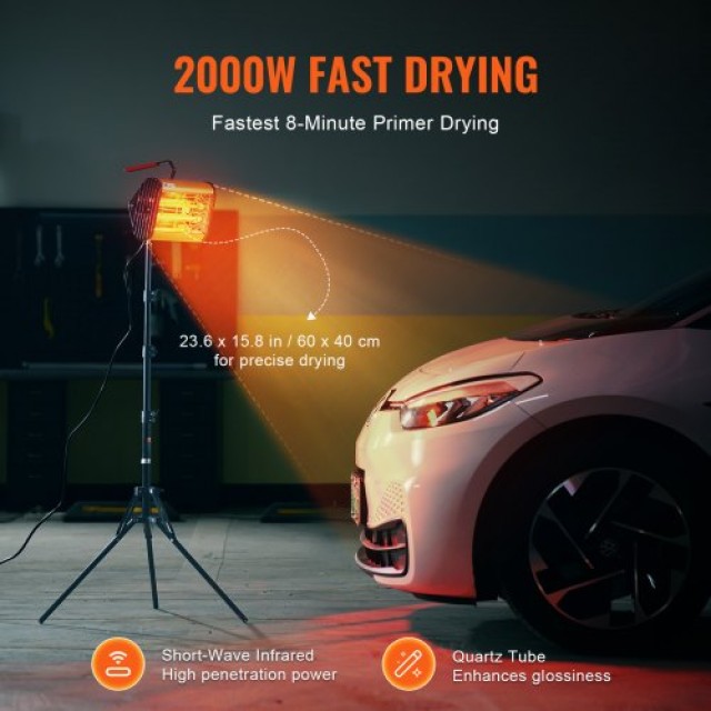 VEVOR Φορητή/Σταθερή Υπέρυθρη Λάμπα Βαφής 2000W για Στέγνωμα Αυτοκινήτων LYSKQD2000W0THJVCV2