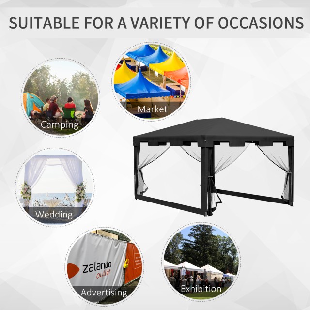 Outsunny Folding Gazebo 4x3 m με κουνουπιέρα και 2 εισόδους, σε μεταλλικό και PE, σκούρο γκρι 84C-022V03CG