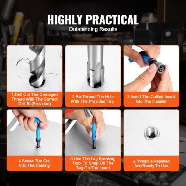 VEVOR  Κιτ Επισκευής Σπειρώματος Helicoil 338 Τεμαχίων SAE και Μετρ...