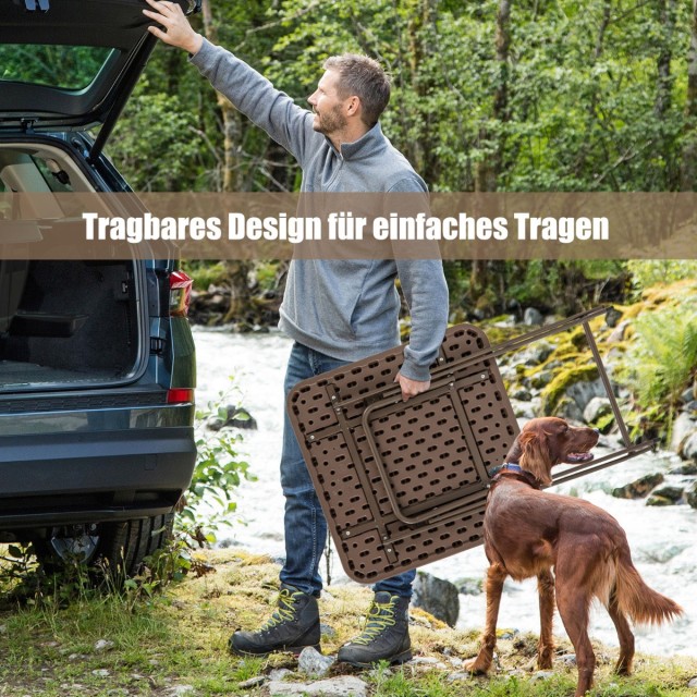 Costway Πτυσσόμενο Τετράγωνο Τραπέζι Κήπου Rattan με HDPE Επιφάνεια 60 x 60 x 72 εκ. NP11841CF