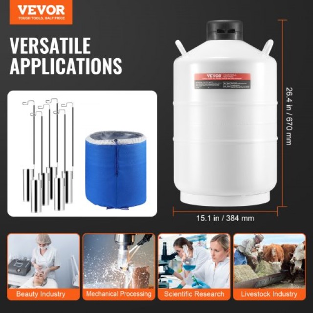 Δοχείο Υγρού Αζώτου VEVOR 20L με 6 Κανίστρες  CZXYDG20L000J251UV0