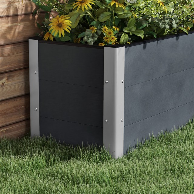 Outsunny Garden Planter με ανοιχτό πάτο από σύνθετο ξύλο και αλουμίνιο, 200x50x56 cm, γκρι 84H-096V00GY