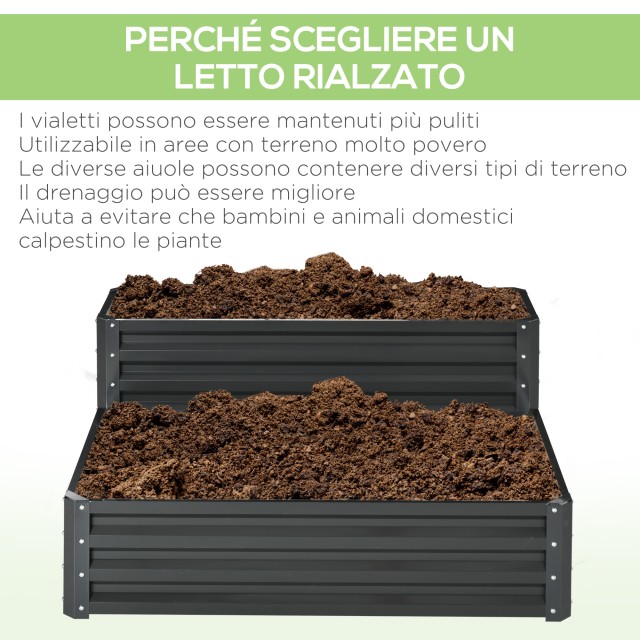 Outsunny 2 επιπέδων ατσάλι ανοιχτό υπερυψωμένο κρεβάτι κήπου, 120x1...