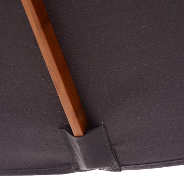 Outsunny Tilting Garden Umbrella 2x1,5m, 6 πηχάκια, Ξύλινο κοντάρι και άνοιγμα με σχοινί, Σκούρο Γκρι 84D-017CG