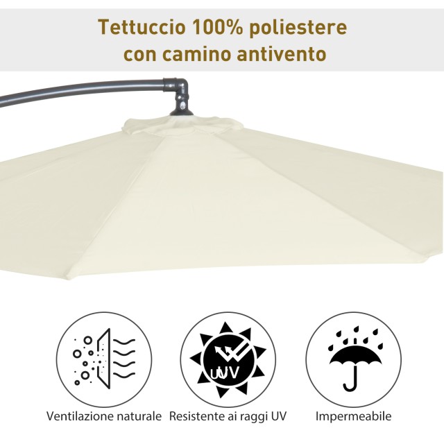 Outsunny Parasol Decentralized Garden Umbrella Beach Iron 3M, Μπεζ ... Outsunny Parasol Decentralized Garden Umbrella Beach Iron 3M, Μπεζ ...