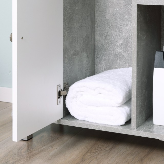 Ντουλάπι kleankin Under Sink με U-Carving και 6 Ξύλινα Ράφια, 60x30x68cm - Λευκό / Γκρι 834-382GY