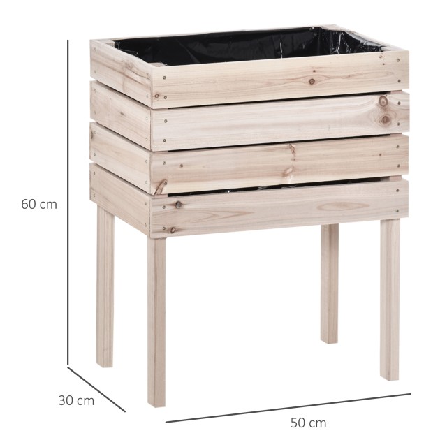 Υπερυψωμένο κρεβάτι κήπου Outsunny με 4 γλάστρες 50x30x60cm, φυτευτή εξωτερικού χώρου από φυσικό χρώμα 845-350