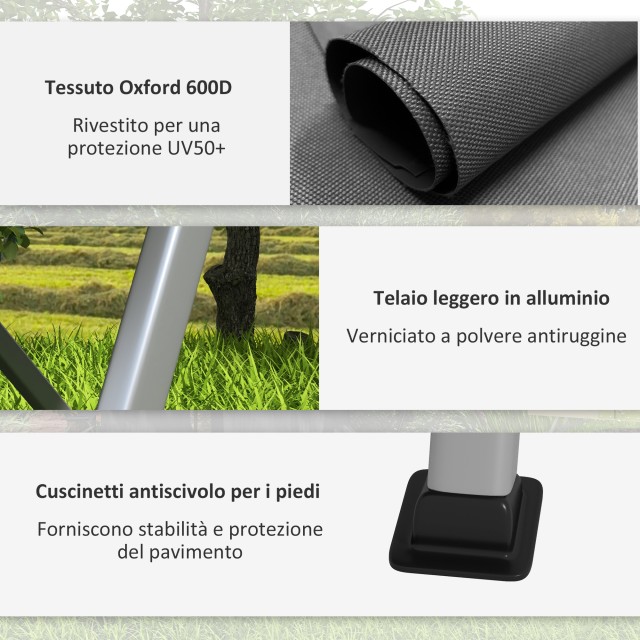 Πτυσσόμενη καρέκλα κάμπινγκ με ρυθμιζόμενη πλάτη, σε αλουμίνιο και πολυεστέρα 74x59,5x98 cm, γκρι και ασημί A20-384V00CG