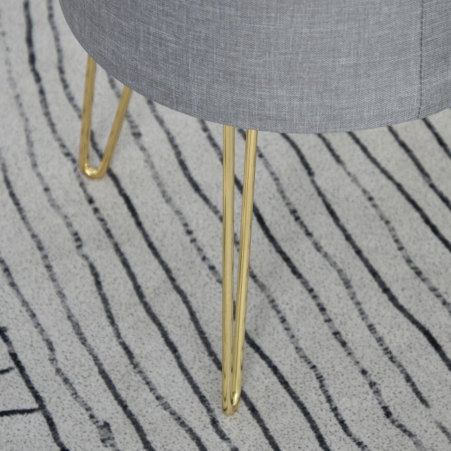 HOMCOM 2 in 1 Storage Ottoman με λειτουργία σκαμπό και τραπεζάκι σαλονιού, σε ξύλο και γκρι ύφασμα, μέταλλο με χρυσό φινίρισμα, 36x36x45 cm 838-033V70