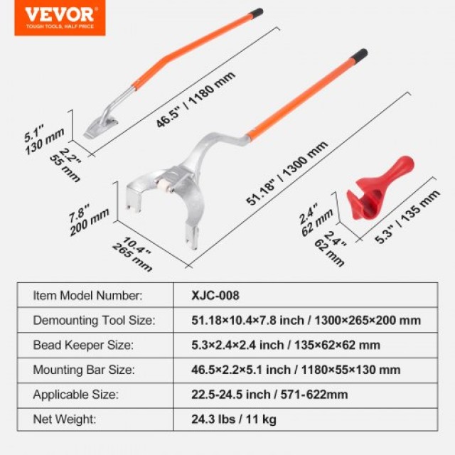 VEVOR Αλλαγή Ελαστικών Φορτηγού 22.5-24.5 ίντσες Radial/Bias Ply/Tubeless  LTCZJHSPS0AF6F9BYV0