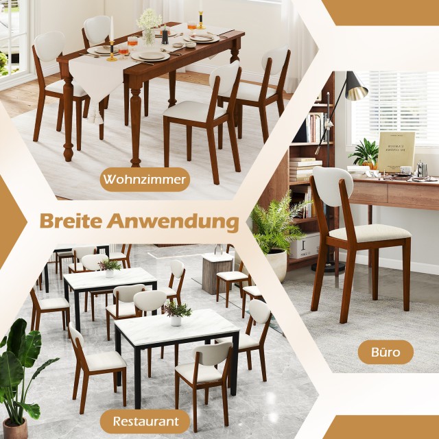 Costway Διπλό Σετ Καρέκλες Τραπεζαρίας με Μαξιλαρωτό Κάθισμα και Χω...