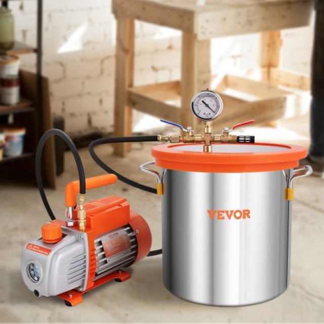 Σετ Θαλάμου Κενού 19L & Αντλίας 3.5 CFM VEVOR, για Σταθεροποίηση Ξύ...