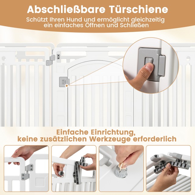 Costway Πτυσσόμενος Παιχνιδότοπος Κουταβιών 8 Παράθυρων με Πόρτα κα...