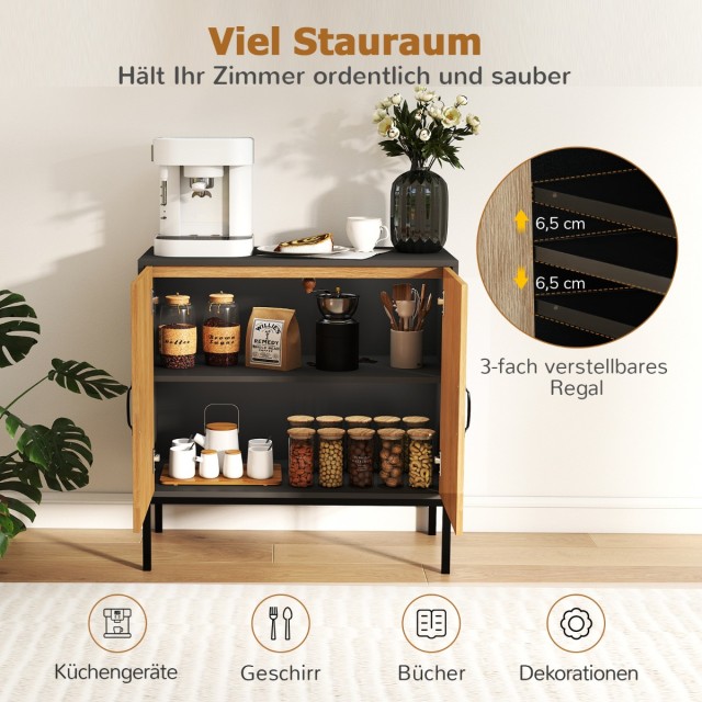 Costway Μαύρο Μπουφές Ρατάν με Ρυθμιζόμενο Ράφι και 2 Πόρτες  80 x ... Costway Μαύρο Μπουφές Ρατάν με Ρυθμιζόμενο Ράφι και 2 Πόρτες  80 x ...