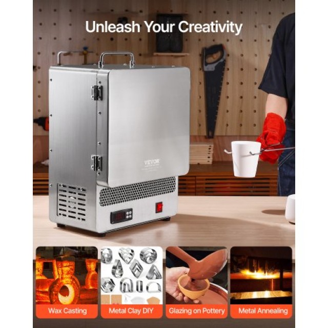 VEVOR Ηλεκτρικός Κλίβανος Τήξης 1500W 1200℃ ZMKXXDL1500WLT2AY001V2 VEVOR Ηλεκτρικός Κλίβανος Τήξης 1500W 1200℃ ZMKXXDL1500WLT2AY001V2