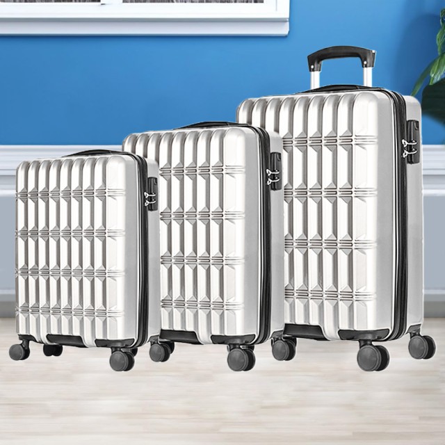PROVITERA  Σετ 3 Σκληρές Βαλίτσες Νορβηγία Ρόδες Easy Roll Τρόλεϊ Αποσκευές Ταξιδιού Λευκό 02841846