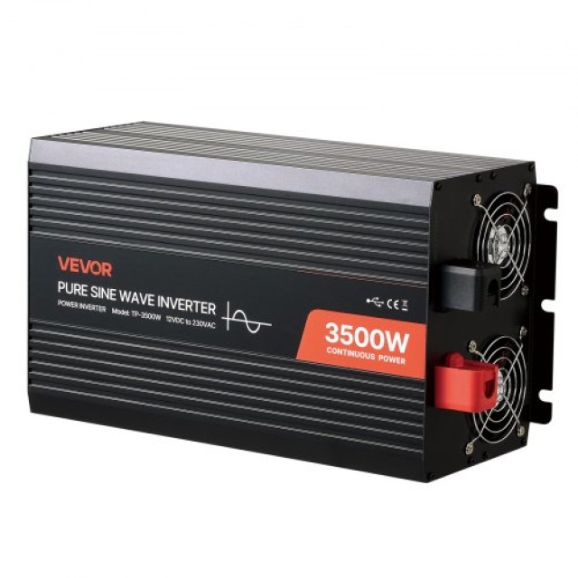 VEVOR Ισχυρός Μετατροπέας Ρεύματος 3500W, 12V DC σε 230V AC, Καθαρο...