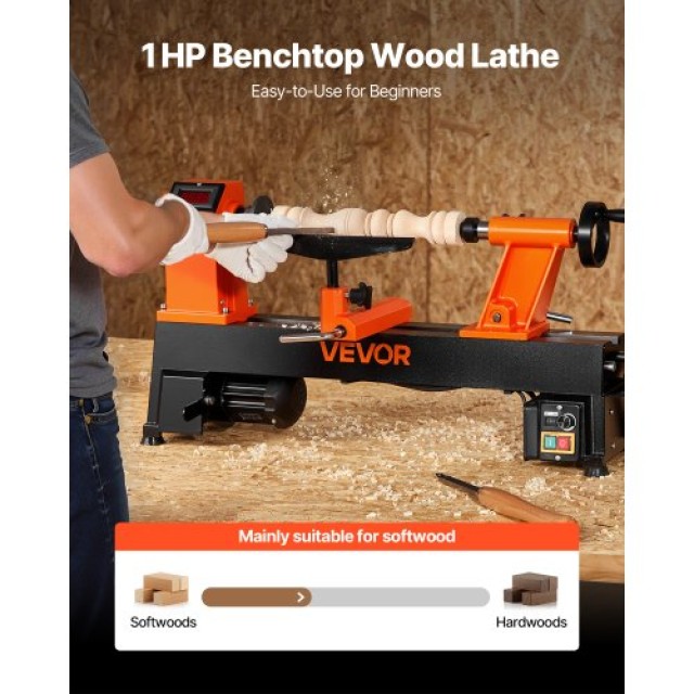 VEVOR Τορνός Ξύλου 1 HP 12x18 in με Μεταβλητή Ταχύτητα TSMGCC24K1HP...
