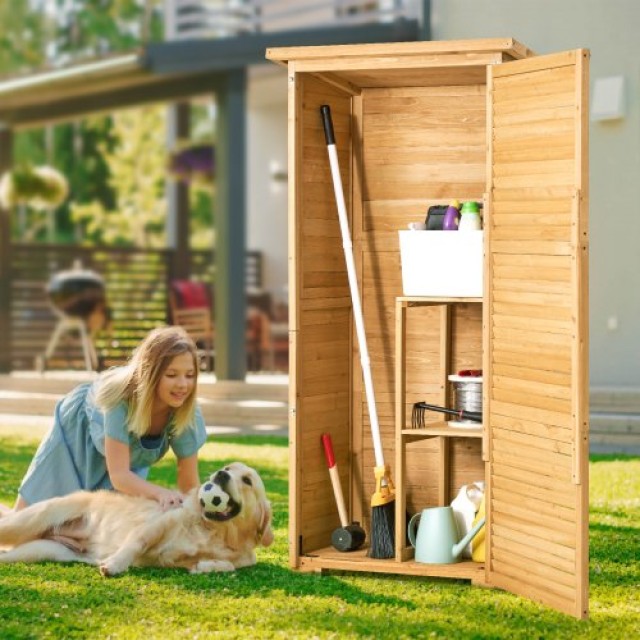 VEVOR Αδιάβροχη Ξύλινη Αποθήκη Κήπου 80x162 cm PDHWCWJPD5010R10XV0