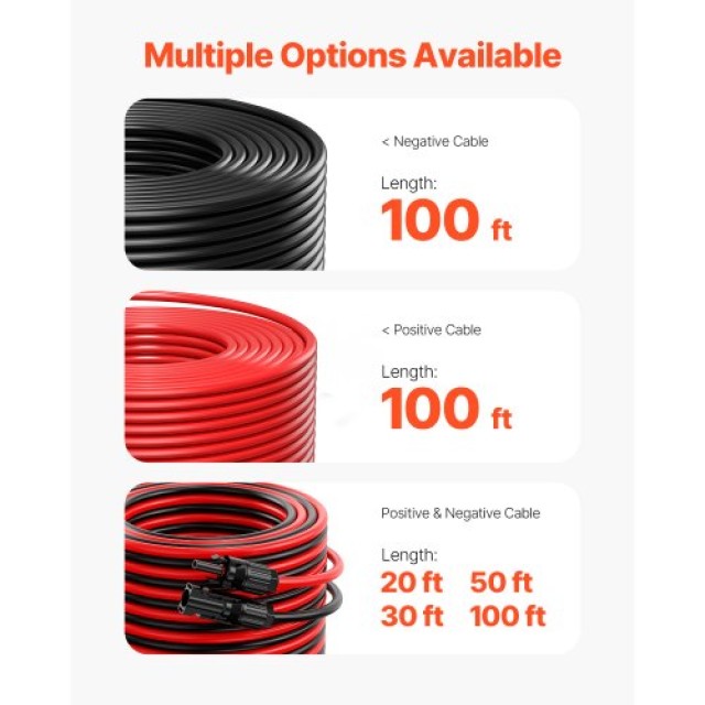 VEVOR Σετ Καλωδίων Προέκτασης Ηλιακού Πάνελ 100FT 10AWG με Συνδέσμους Αρσενικό & Θηλυκό TYNDCBYZXSX1PDF6ZY3