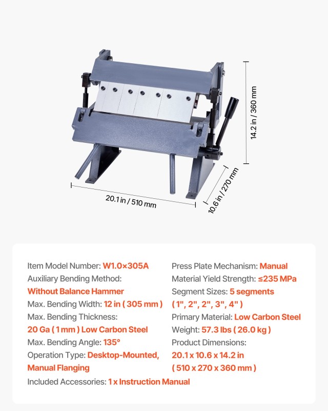 VEVOR Φρένο Κάμψης Λαμαρίνας 20 Ga με 5 Δάχτυλα 0-135° FDSWQZDQFDSW... VEVOR Φρένο Κάμψης Λαμαρίνας 20 Ga με 5 Δάχτυλα 0-135° FDSWQZDQFDSW...