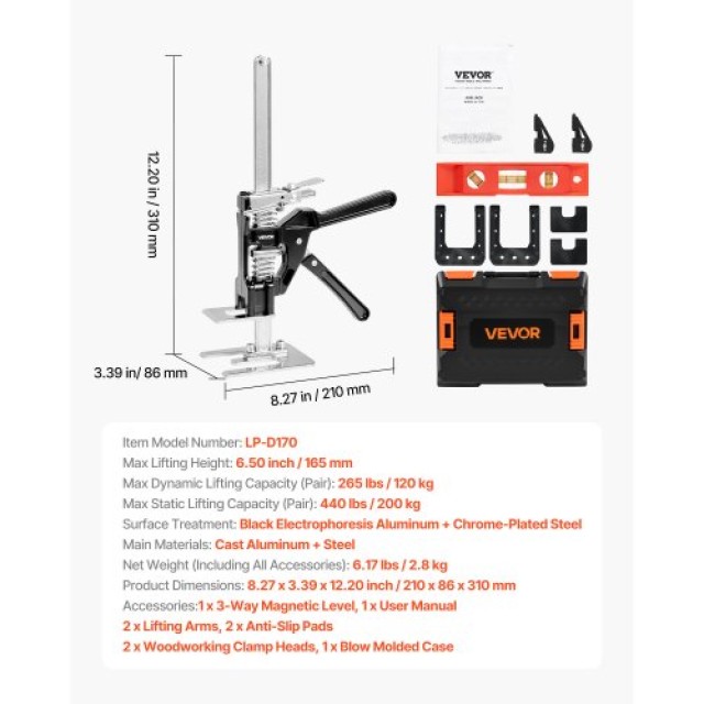VEVOR Διπλός Υδραυλικός Γρύλος 200kg με Διπλή Λειτουργία Ανύψωσης 1...