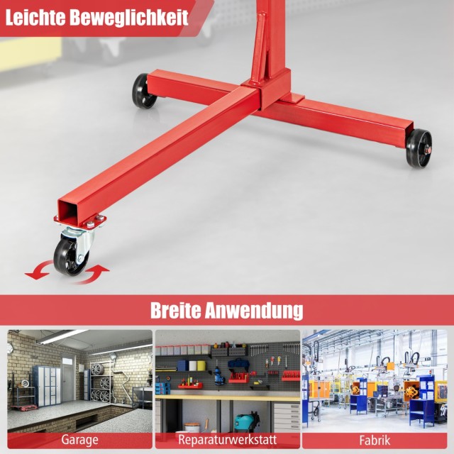 Costway Βάση κινητήρα 340 kg ανυψωτήρας κινητήρα περιστρεφόμενος 360° με 4 ρυθμιζόμενους βραχίονες στήριγμα κινητήρα για γκαράζ TL35737RE