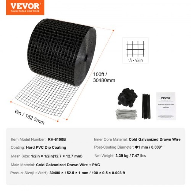 VEVOR Προστατευτικό Πλέγμα Ηλιακών Πάνελ 6x100ft με 100 Συνδέσμους  TYNDCBBHWTZ60HIVUV0
