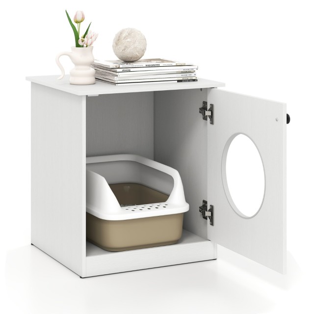 Costway Λευκός Ντουλάπι Γάτας με Καταπακτή - 51 x 47 x 57 cm PV10322WH