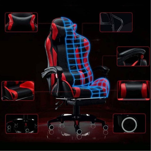 BAKAJI  Μαύρη και Κόκκινη Καρέκλα Gaming με Μαξιλάρι Στήριξης Κεφαλής και Οσφυϊκής Περιοχής Καρέκλα Γραφείου  02841594