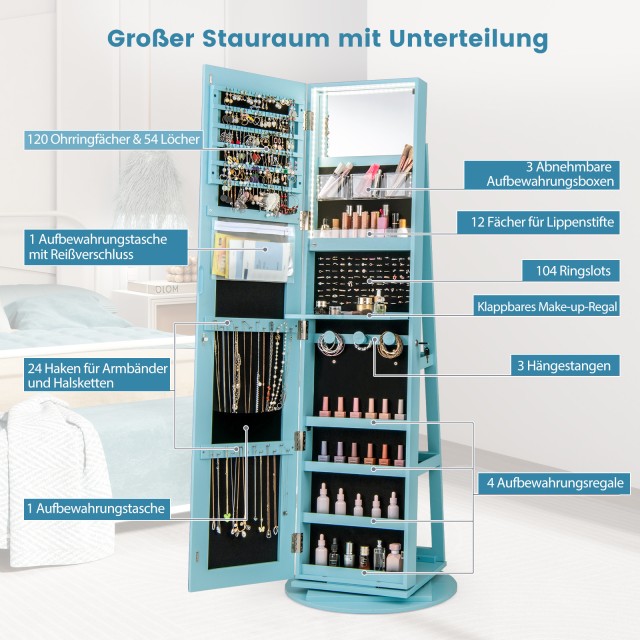 Costway Περιστρεφόμενος Κοσμηματοθήκη 360° με Τρίχρωμο LED Φωτισμό ... Costway Περιστρεφόμενος Κοσμηματοθήκη 360° με Τρίχρωμο LED Φωτισμό ...