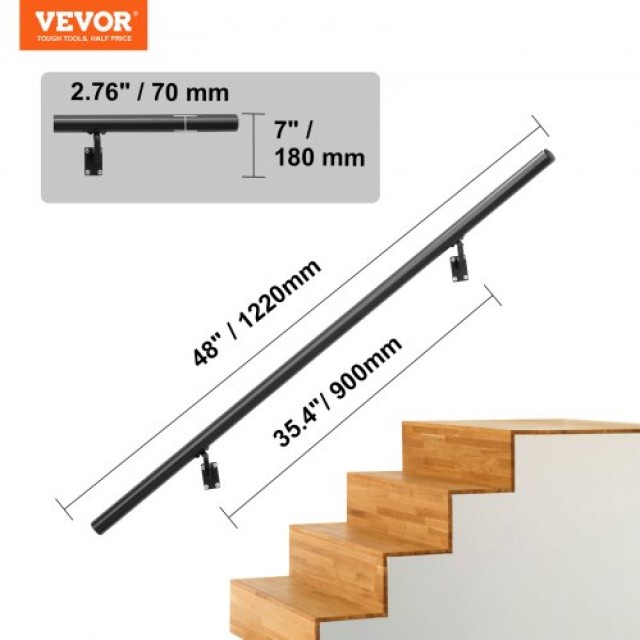Κουπαστή Σκάλας VEVOR, 4 ft, Τοίχου, Αλουμινίου, 440 LBS, Εσωτερική/Εξωτερική Χρήση  SNLZYXL4FT5CM27LNV0
