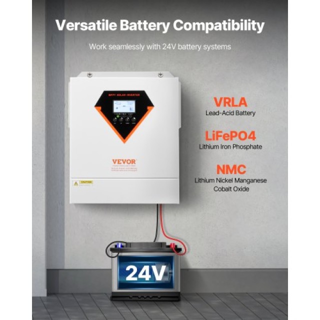 VEVOR Υβριδικός Ηλιακός Αντιστροφέας 3500W 220/230V WiFi 100A MPPT Ελεγκτής LWGPNKYTJ230DIY24V7