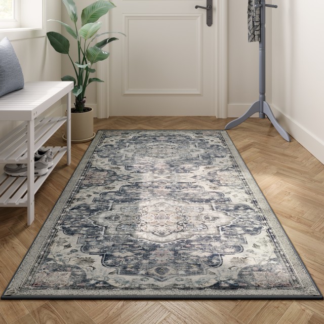 Χαλί SONGMICS HOME 80x150 εκ. Αντιολισθητικό Πλενόμενο Παραδοσιακό Στυλ Γκρι 