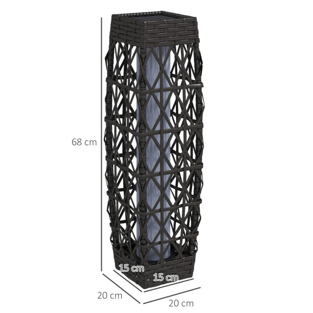 Outsunny Ηλιακός Λαμπτήρας Κήπου με Φωτισμό LED, από Ατσάλι και PE Rattan, 20x20x68 εκ., Γκρι 867-151V00GY